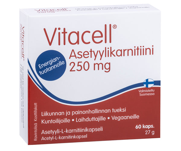 Vitacell Asetyylikarnitiini 250 mg 60 kaps