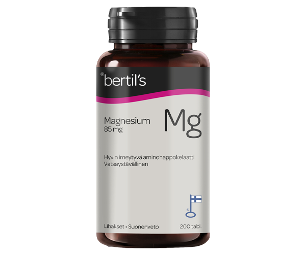 Bertil's Magnesium 85 mg hyvin imeytyvä aminohappokelaatti