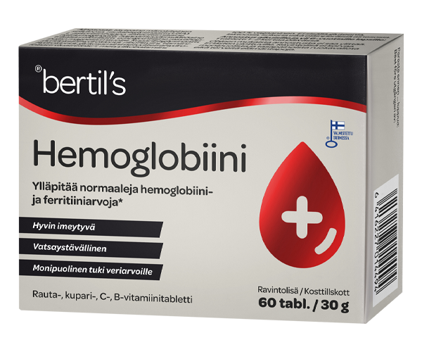 Bertil's hemoglobiini ylläpitää normaaleja hemoglobiini- ja ferritiiniarvoja