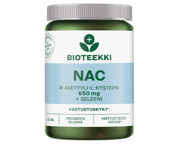 Bioteekin NAC N-Asetyyli-L-Kysteiini 650 mg + Seleeni 60 tabl