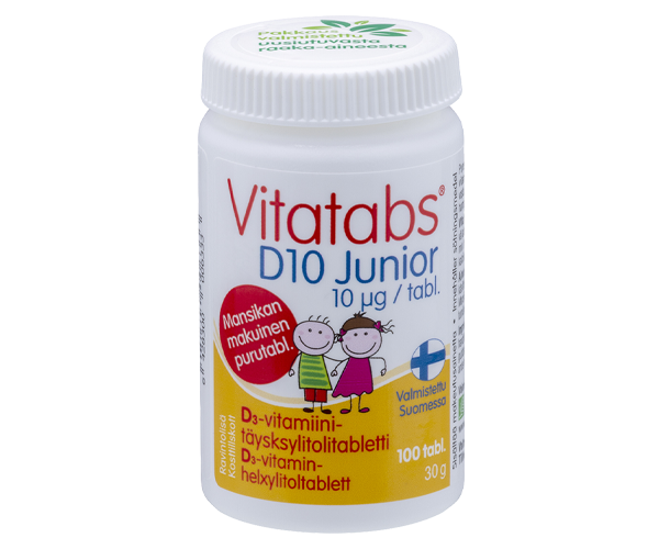 Vitatabs D10 Junior D3-vitamiini-ksylitolitabletti 