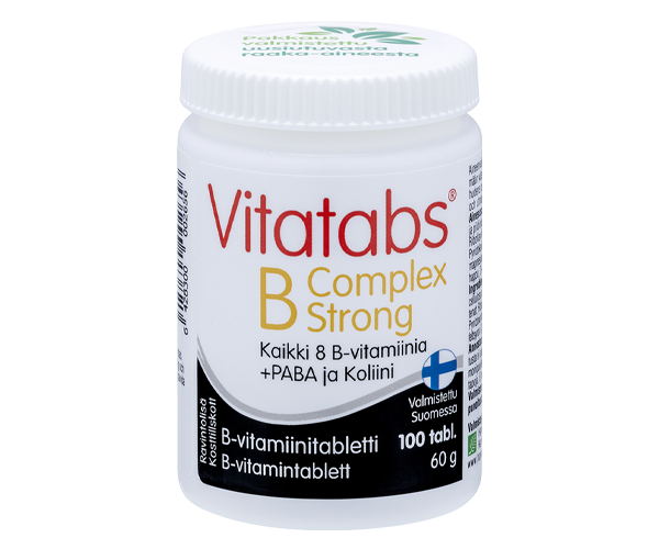 Vitatabs B-Complex Strong 
Kaikki 8 B-vitamiinia+PABA ja koliini