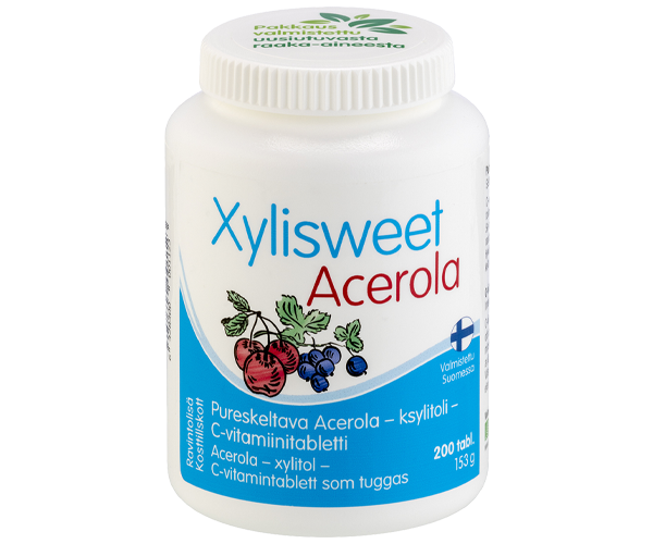 Xylisweet Acerola pureskeltava Acerola-ksylitoli-C-vitamiinitabletti 200 tabl